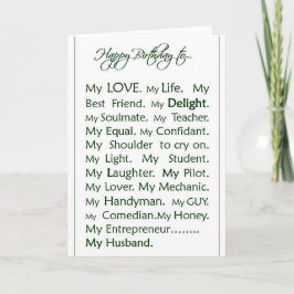 Birthday kaart voor Husband, mijn liefde