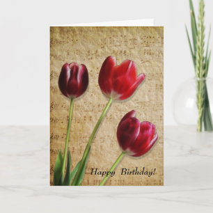 Birthday-kaart voor muziek en tulpen kaart