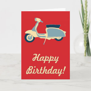 Birthday-kaart voor Red Blue en Cream Retro Scoote Kaart