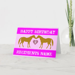 Birthday-kaart voor roze paarden - Paardenleeftijd Kaart