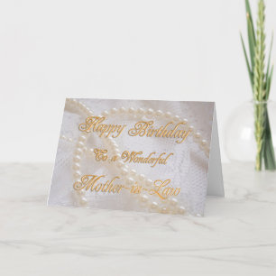 Birthday-kaart voor schoonmoeder met parels kaart