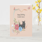Birthday Kaart voor Scottish Terrier Dog (Gele Bloem)