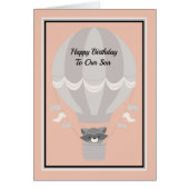 Birthday Kaart voor Young Son, Raccoon en ballon (Voorkant)