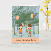 Birthday Kaart voor Young Twin Boys (Gele Bloem)
