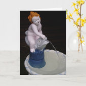 Birthday-kaart "Vountain Statue stromend water" Kaart (Gele Bloem)