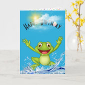 Birthday Kikker uit het water pompen Kaart (Gele Bloem)