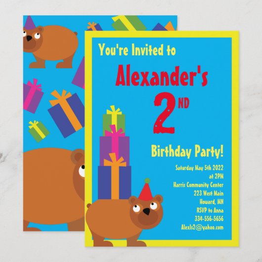 Birthday-Kind bij beer Kaart (Voorkant / Achterkant)