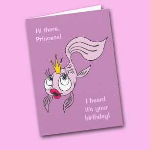Birthday Kind Cute Fish Princess Kaart