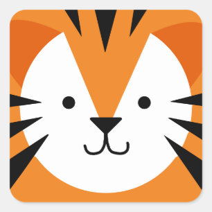 Birthday Kind Cute Tiger Face Vierkante Sticker