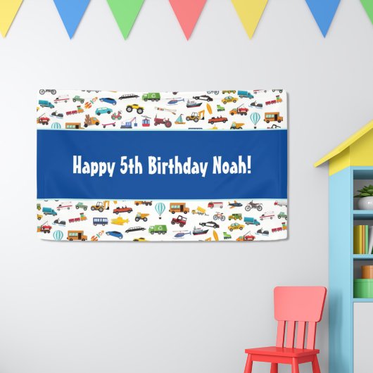 Birthday Kind Little Boy Cars Vehicle Pattern Spandoek