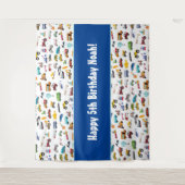 Birthday Kind Little Boy Cars Vehicle Pattern Wandkleed (Voorkant)