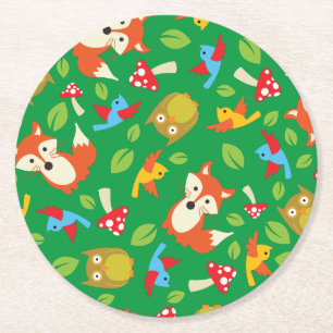 Birthday Kind van Forest Friends Woodland Cute Ronde Kartonnen Onderzetter