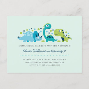 Birthday Kinderen Cute Jurassic Dinosaurs Uitnodiging Briefkaart