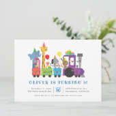 Birthday-Kinderen van de Cute Party Animals Train Kaart (Staand voorkant)