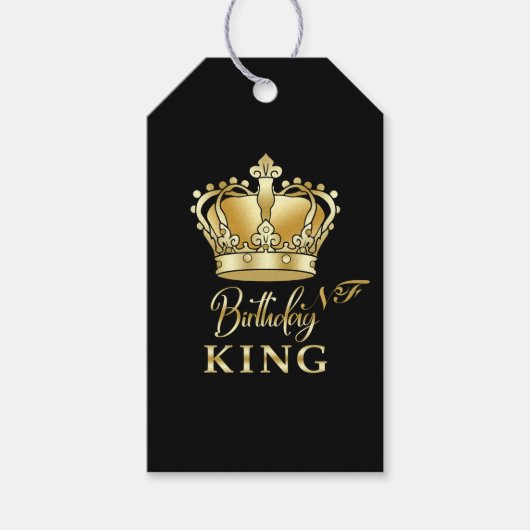 Birthday King Gold Crown Royal Monogram Luxe Cadeaulabel (Voorkant)