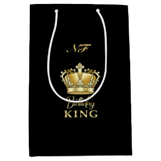Birthday King Gold Crown Royal Monogram Luxe Medium Cadeauzakje