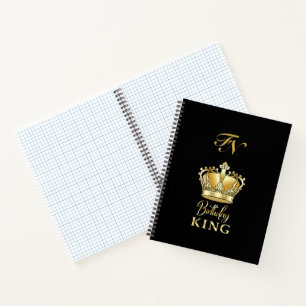 Birthday King Gold Crown Royal Monogram Luxe Notitieboek