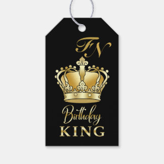 Birthday King Gold Crown Royal Monogram Luxury Cadeaulabel