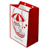 Birthday Kitten in Red & White Hammock Medium Gift Medium Cadeauzakje (Achterkant Gekanteld)