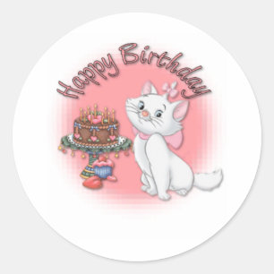 Birthday Kitten Ronde Sticker