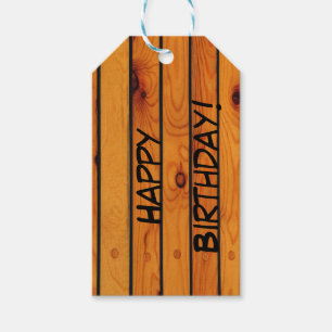 Birthday Klassiek bruin houten scheepsdek Cadeaulabel