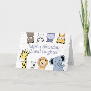 Birthday kleindochter Fun Animal Cartoons Holidage Kaart