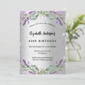 Birthday lavender Silver Eucalyptus luxe Kaart (Staand voorkant)