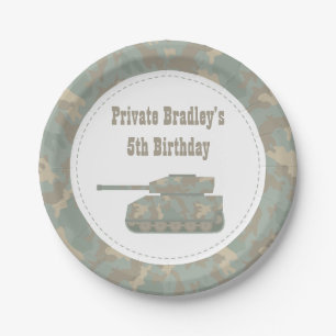 Birthday Leger van Camouflage Militaire Tank Papieren Bordje
