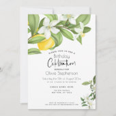 Birthday | Lemonen en bloemen Kaart (Voorkant)