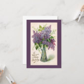 Birthday Lilacs Wenskaart Kaart (Voorkant / Achterkant in situ)