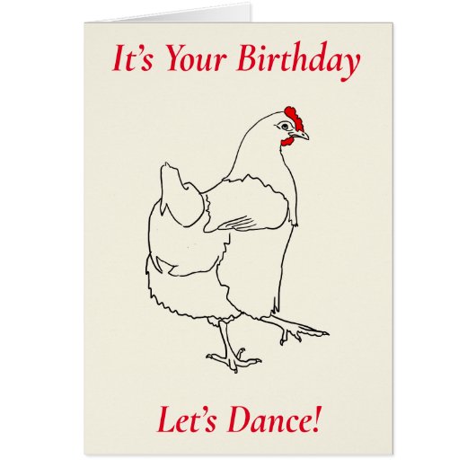 Birthday Line Dancing Chicken Funny Hen Drawing (Voorkant)