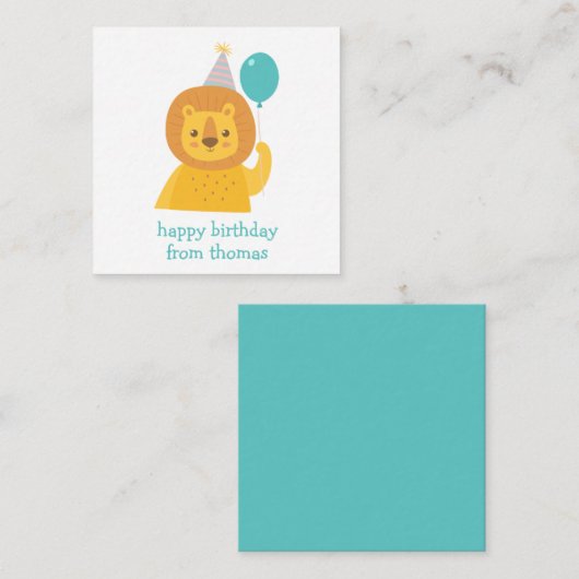 Birthday Lion Personalized Gift Enclosure Kaarten Notitiekaartje (Voorkant / Achterkant)