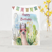 Birthday Llama Kaart (Gele Bloem)