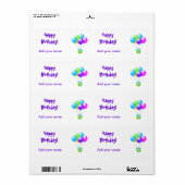 Birthday Lollipop Labels Party Favors Wrapper Labe (Full Sheet)