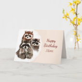 Birthday Ma Cute Raccoon Kaart (Gele Bloem)
