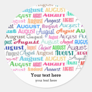 Birthday maand augustus ronde sticker