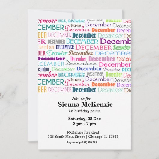 Birthday maand december kaart (Voorkant)