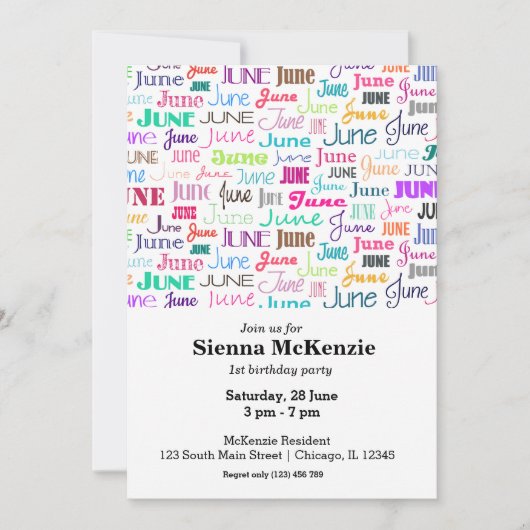 Birthday maand juni kaart (Voorkant)