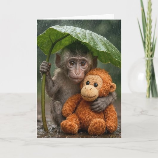 Birthday Macaque Monkey with Orangutan Kaart (Voorkant)