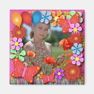 Birthday Magnets: 003 Butterflies en Flowers Magneet