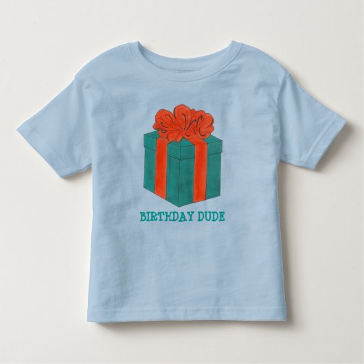 Birthday Man Blue/Red Gift Box Cadeau met Bow T-sh Kinder Shirts (Voorkant)