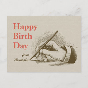 Birthday Mannhand met fontein pen CC0997 Briefkaart
