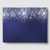 Birthday marinesblauwe zilverglitter monogram gastenboek (Achterkant)