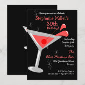 Birthday Martini Cocktail Invitation Kaart (Voorkant / Achterkant)