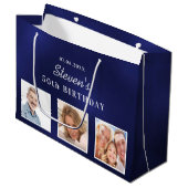 Birthday marvy blue, aangepast foto monogram groot cadeauzakje (Voorkant Gekanteld)