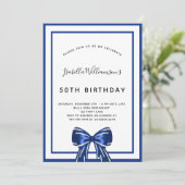 Birthday marvy blue elegant boegschrift kaart (Staand voorkant)