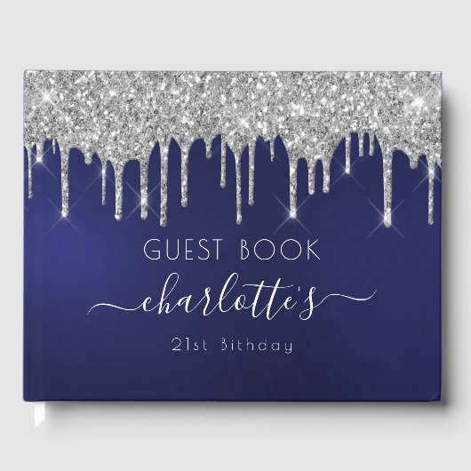 Birthday marvy blue Silglitter-monogram Gastenboek (Voorkant)