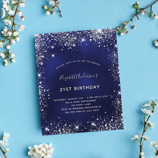 Birthday marvy blue Silver-uitnodiging voor de beg Flyer