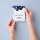 Birthday marvy blue white budget uitnodiging flyer (Hand)