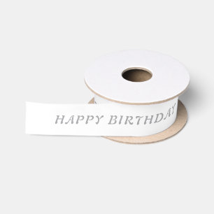 Birthday Matte Silver Ribbon met naam Lint